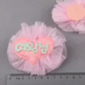 Rosa Netzstoff Blume DIY Haarschmuck mit Glitzerherz Design für Kinder Accessoires. - Glitzer Rosa