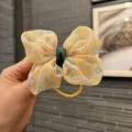 Joli élastique à cheveux nœud floral pour filles, chouchou mignon pour coiffures. - Jaune Citron
