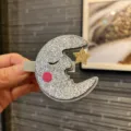 Kinder Glitzer Mond Stern Haarklammer süße Seitenklammer Mädchen Haarschmuck Haarspange - Bleigrau