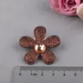 DIY handgemachte Glitzer Fünfblattblüte Bastelzubehör mit zentralem Strassstein Dekor - Mittelkaffee
