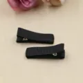 Schwarze, mit Ripsband bezogene Haarklammern, handgemachte Haarklammern für DIY. - 3.5cm Größe / Schwarz