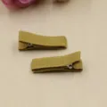 Gelbe bandumwickelte haarklammern handgemachte stoff sichere spangen im set von zwei stueck - 3.5cm Größe / Gold