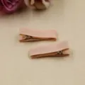 Hellrosa Ripsband umwickelte Haarklammern, handgemachte DIY Sicherheits Haarspangen Zubehör. - 3.5cm Größe / Champagner