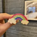 Süße Glitzer Regenbogen Haarnadel für Mädchen, funkelnde Wolken Seitenklammer Accessoire. - Wassermelonenrot