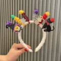 Halloween funny cute plush headband with colorful pipe cleaners, witch hat and cat decor. - White