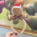 Christmas gingerbread man plush headband cute hair hoop winter holiday festive party hair accessories - Headband / Khaki (Headband)