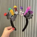 Halloween plush headband with cute pipe cleaner ghost spider butterfly cute festival hair hoop - Black Purple
