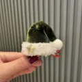 Noël mini chapeau pince à cheveux mignon vert velours festif accessoire cheveux pour femmes - Petite Barrette / Vert Matcha (A9-3)