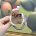 Christmas plush gingerbread man hair ring cute winter holiday hair tie for sweet girls - Hair Tie / Dark Brown (Hair Tie)