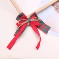 Christmas red green plaid bow hair clip festive hair accessory holiday gift party decoration - Semi-finished (A9-3) / Red