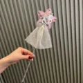 Kinder magische Feenstab mit rosa Stern Einhorn Strass silberem Tüllrock Mädchen Spielzeug - Silbergrau Zauberstab Y4-4