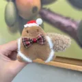 Cute Christmas gingerbread man hair clip with plush fabric and plaid bow for festive styles. - Brown (BB Clip)