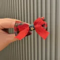 Christmas red and green plaid hair clip for girls, cute bow design with star accent. - Star Bow Style (A9-3) / Rouge Red