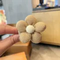 Beigefarbene Kord Stoff Blume Haarklammer DIY Zubehör schöne fünfblättrige Haarnadel - Camel