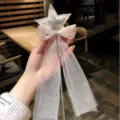 Kinder rosa Stern Feenstab mit glänzender Schleife und Tüllbändern für Party Kostüm - Silber Rosa Zauberstab Y1-4
