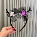 Halloween party children headband cute ghost spider black lace hair hoop festive hair accessories - Purple Spider Style