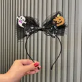 Halloween party mesh bow headband with cute ghost and pumpkin decoration for kids hair hoop - Orange Pumpkin Style