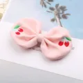 Pink Bow Hair Clip with Sweet Cherry Embroidery Cute Girls Hair Accessory Variant - Semi-finished Accessory (F2-6) / Light Pink