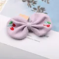 Cute cherry bow hair clip for kids, sweet fabric duckbill hairpin with sweet style. - Cream Purple