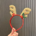 Weihnachten Rentiergeweih Haarreif süsser rot goldener Festtagshaarschmuck für Frauen und Mädchen - Matt Gold