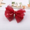 Fiocco in rete con paillettes rosse accessorio per capelli fai da te decorazione artigianale - Borgogna