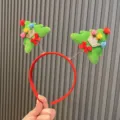 Süßer Weihnachtsbaum Haarreif mit roten Federn festliche Party Haarschmuck Accessoires - Fluoreszierendes Grünes Federstil