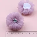 Lila Stoffblume DIY Zubehoer, handgemachtes Netz Haarspange Material und Dekoration. - Halbfabrikat (F2-3) / 1 Stück / Creme Violett