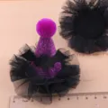 Halloween Haarklammer DIY Material, lila Glitzer Hexenhut mit schwarzem Netz und Fledermaus Dekor. - Dunkelila Hexenhut (Halbfertig)