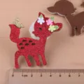 Roter Glitzer Hirsch Aufnäher mit Blumen für DIY Weihnachtshaarspangen, süßes Kinderhaar-Zubehör. - Weihnachtsrentier (Pailletten-Stil) / Burgunder