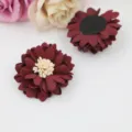 Handgemachte Mikrofaser Stoffblumen DIY Haarschmuck Handyhuelle Kleidung Schuhe Dekor. - Leder Halbzeug (B1-4) / Weinrotes Leder
