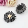 Handgemachte Mikrofaser Blumen DIY Zubehör für Haarspangen, Handyhüllen, Dekoration. - Leder Halbzeug (B1-4) / Grau Leder