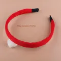 Rotes Stoff-Haarband mit weißer Netzblume, einfaches Haaraccessoire für Damen und Alltag - Rotes Kleines Blumen Stirnband (S2-3)