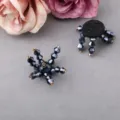 DIY Kristall Perlen Blume handgemachte Accessoires fuer Kinder Haarschmuck Schuhe Huete Dekoration - Dunkelmarineblaues Langes Kristall