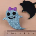 Halloween Glitzer Geist Flicken DIY Bastelzubehör Kinder Haarklammer Deko Material - Pfauenblau Geist (Halbfertig)
