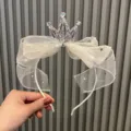 Süßer Mädchen Weißer Stern Tüll Schleife Krone Haarreif Kinder Haarschmuck Accessoire - Aprikose Stirnband Z1-3