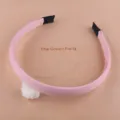 Rosa Stoff Haarreif mit weißer Mesh Blume süßer Haarreif für süße Mädchen Haarschmuck - Hellrosa Lotuswurzel Kleines Blumen Stirnband (S2-3)