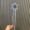 Glitzernder Schneeflocken Zauberstab für Kinder Prinzessin Fee mit langen Bändern. - Pfauenblauer Zauberstab