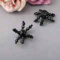 DIY Schwarze Kristall Perlen Blume Handgemachte Haarschmuck Schuhe Hüte Handwerk 2Stk - Orange-Schwarzes Langes Kristall
