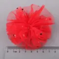 Red mesh tulle flower base with star sequins DIY hair accessory craft supply size shown. - Red Semi-finished (668)