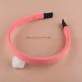 Rosa stoffbezogener Haarreif mit süßem weißem Netz-Pompon, einfaches alltägliches Haarteil. - Orangerot Kleines Blumen Stirnband (S2-3)
