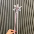 Kinder glitzernder Schneeflocke Zauberstab mit rosa Bändern Feenstab Requisite Party Verkleidung - Lotosrosa Zauberstab