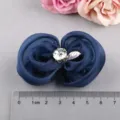 Dunkelblaue Chiffon Blume Haarschmuck mit Strass DIY Handwerk dekorative Zubehoer fuer Maedchen. - Wolkengarn Blume (E3-6) / Halbfertig / Dunkelmarineblau