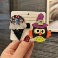 Kinder Halloween Haarklammern Set, süße Eiskrem und Eule Haarnadel, Haarspangen. - Eule und Eiscreme Paar Clip