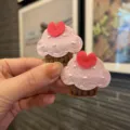 Handgefertigte Filz Cupcake Haarklammern süße rosa Haaraccessoires für Kinder Variante. - Rosenfarbig Paar