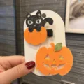 Halloween kinder haarklammern süße katze kürbis filz 3d haarspangen für party haaraccessoires - Schwarze Katze und Kürbiskopf Paar Clip