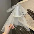 Children glitter cone birthday hat headband with white veil party hair accessory for cute girls. - Silver Headband (A2-1) / Silver Headband