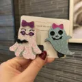 Kinder Halloween Glitzer Geist Haarnadeln süße Cartoon Haarspangen Party Zubehör Set - Zweifarbiger Geist Paar Clip