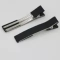 6.0cm Geribde half-ingepakte dubbeltandige krokodil haarspeld DIY kinderhaaraccessoire - Zwart