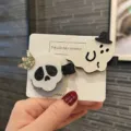 Halloween Haarklammern Set, süßes Totenkopf und Geist Design Kinder Haarschmuck für Party. - Skelett und Geist Paar Clip