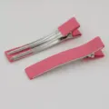 Roze geribbelde stof omwikkelde dubbele tanden eendensnavel haarspelden DIY. - Watermeloen Rood